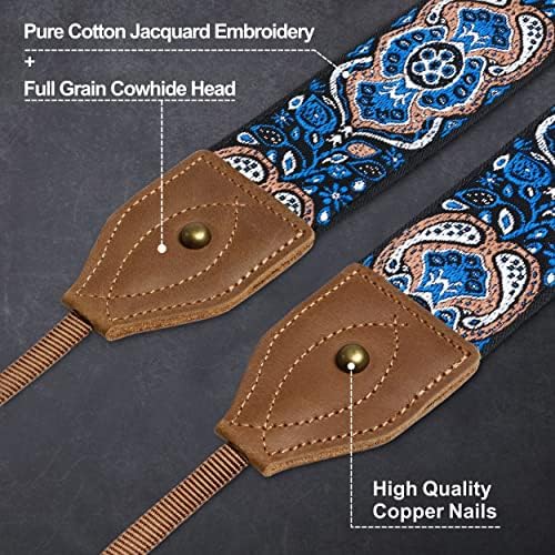 Padwa Lifestyle 2" Wide Classic Crazy Horse Art Cowhide Head Cotton Camera Straps for Photographers - Image 3