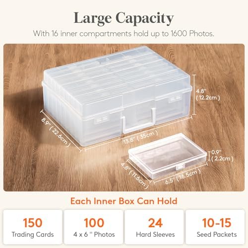 Lifewit 16 Pcs Photo Storage Box for 4"x 6" Pictures, Acid-Free, Clear - Image 3