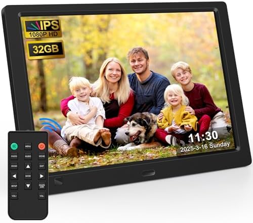 10.1" Digital Picture Frame, 1080P IPS Digital Photo Frame, No WiFi/App Needed, Plug & Play SD Card & USB, Remote & Motion Sensor, Photos/Videos/Music, Free 32GB USB by KECAG