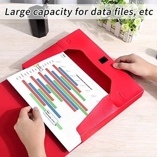 HUA JIE 4 Pack A4 Storage File Boxes Plastic Archives Cases with Lid,Red - Image 2