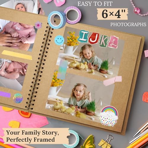 Scrapbook Photo Album 10"x10" 20 Sheets 40 Pages Hardcover Kraft Paper - Image 5