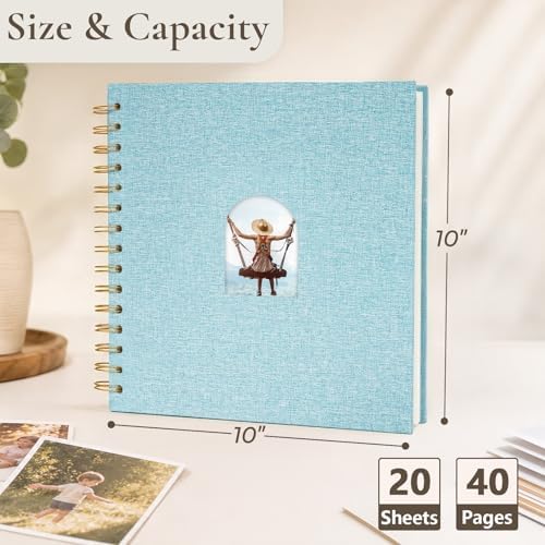Vienrose Scrapbook Album,40 Pages,10x10 Inch,Light Blue - Image 2