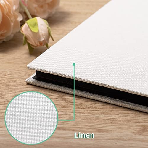 Large Photo Album Self Adhesive 4x6 8x10 10x12 13"x12.6" Scrapbook Album 12.6"x11" Inch 60 Black Sticky Pages Linen Cover Magnetic Photo Album with A Metallic Pen and DIY Stickers(White) - Image 4