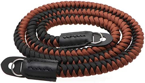 Paracord Woven Camera Neck Shoulder Strap Belt Hand Compatible with Canon Nikon Sony Olympus Pentax Fujifilm Panasonic SLR DSLR Digital Mirrorless Cameras 42 inch Black Brown by HITHUT