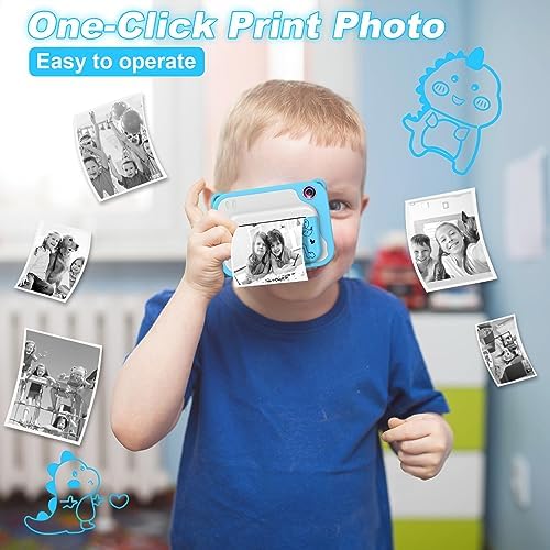 Kids Instant Print Camera,Toddler Camera,1080P Video,32GB SD Card,Blue - Image 3