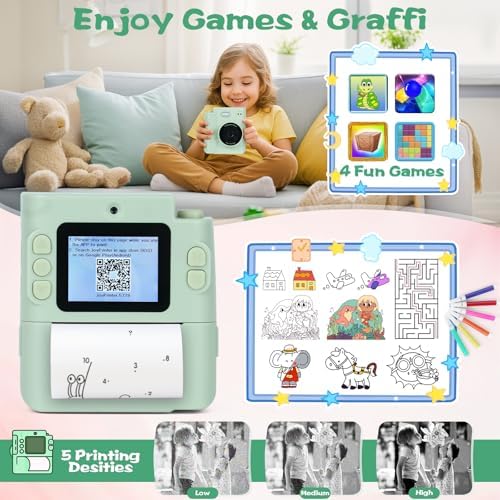 Cudinham Kids Camera Instant Print, Gifts for Age 3-12 Kids, 5 Rolls Paper - Image 5