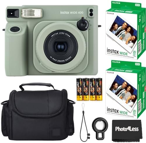 Fujifilm Instax Wide 400 Instant Film Camera (Sage Green) Bundle with Instax Wide Instant Film (40 Sheets), with Accessories Including Protective Carrying Case by FUJIFILM