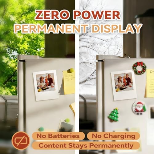 E-Paper Fridge Magnet Classic Plus, E-Ink Battery-Free Instant Photo Style Display, Wireless NFC Picture Frame, Phone-Controlled Acrylic Memo Board for Party/Travel/Home & Gifts, Compatible iPhone 13 and Newer (White) - Image 3