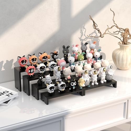 4 Set Black Wooden Tiered Riser Display Stands for Vendor Events,Stackable Wood Cupcake Stand,Farmhouse Decor Wood Dessert Table Display Set,Vendor Booth Display Items,Food Display Risers for Party - Image 4