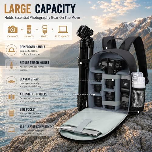 Camera Backpack for Photographers, Professional DSLR Camera Bag - Image 2