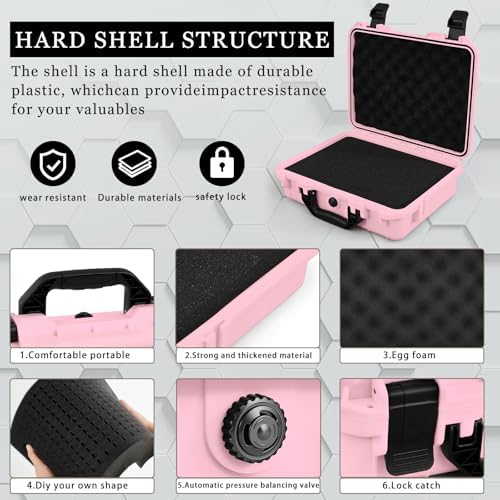 Relaxweex 11.3 x 8.7 x 4.2 Inch Hard Case, Grid Shell, Pink - Image 3