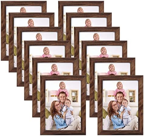 Giftgarden 5x7 Picture Frame Brown Set of 12, Multi Rustic Walnut Wood-Color 5 by 7 Photo Frames Bulk for Wall or Tabletop Display by Giftgarden