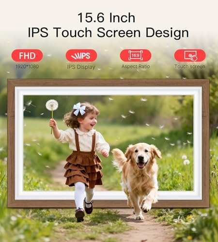 64GB Frameo 15.6" Digital Picture Frame Large 1920 x 1080 IPS FHD Touch Screen WiFi Electronic Photo Frames Share Moments Instantly Anywhere Best Gifts for Parents and Grandparents Solid Walnut - Image 5