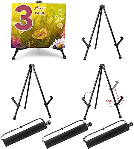 AROIC 3 Pack 14'' Tabletop Easels, Black Steel Table Top Easels for Display by AROIC