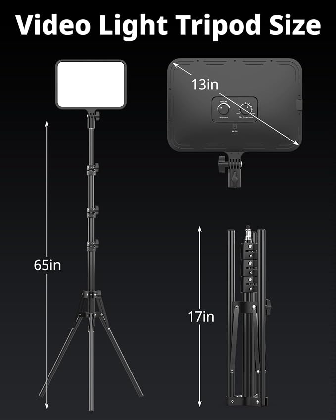 UBeesize LED Video Light Kit, Photography Lighting, 13" Studio Lights with 65" Tripod Stand and Phone Holders, Podcast Lighting for Video Recording, Make up, Live Streaming, Tiktok, YouTube - Image 5