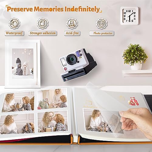 Artfeel Photo Album Self Adhesive Scrapbook,60 Pages Large Photo Book for 4x6,5x7,8x10 Pictures,DIY Album for Baby Wedding Family Travel Birthday,with Metallic Pen and Scraper - Image 2