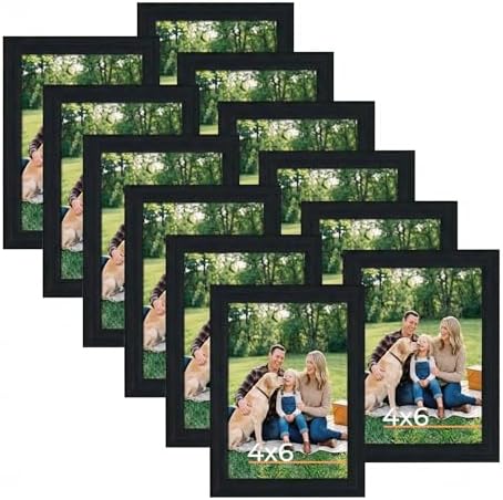 Giftgarden 4x6 Picture Frame Black 4 x 6 Photo Frames Bulk for Wall or Tabletop, Set of 12 by Giftgarden