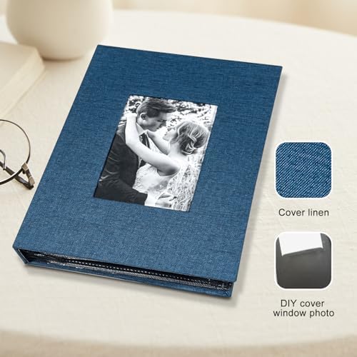 Photo Album 4x6 with 200 Pockets, Slip-in Picture Albums, Linen Cover Memory Book with Front Window, Black Page Vertical Photo Book for Wedding, Family, Anniversary, Baby, Vacation(Blue) - Image 7