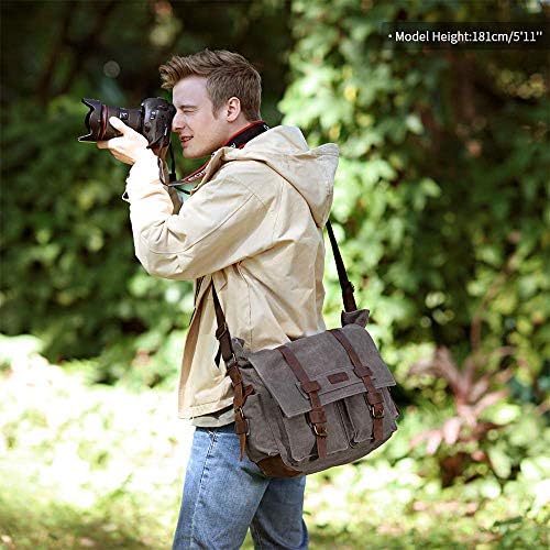 Kattee Vintage Leather Canvas DSLR SLR Camera Bags for Men - Image 2