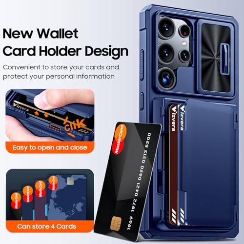 GooseBox for Samsung Galaxy S25 Ultra Case Wallet with RFID [Cards Holder][Camera Cover][Edge Raised] Full Body Shockproof Silicone Protective Phone Case for Galaxy S25 Ultra 6.9" 2025 (Blue) - Image 2