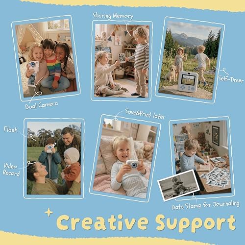 Kids Instant Print Camera, Zero-Ink Thermal Printing with 4 Paper Rolls - Image 5