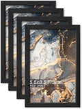5.5x8.5 Picture Frame Set of 4 Black Engineered Wood Tabletop/Wall Hanging by Fxojyvo