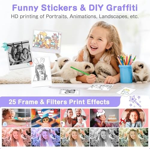 Kids Camera Instant Print, Dual-Lens 48MP Digital Camera,Purple,Aasonida - Image 4
