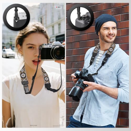 Adjustable Camera Neck Strap, Vintage Embroidered Shoulder & Crossbody Camera Strap with 4 Connection Ways, Anti-Slip Camera Strap for DSLR, Mirrorless & Camcorder, Travel & Outdoor Photography Gear - Image 3