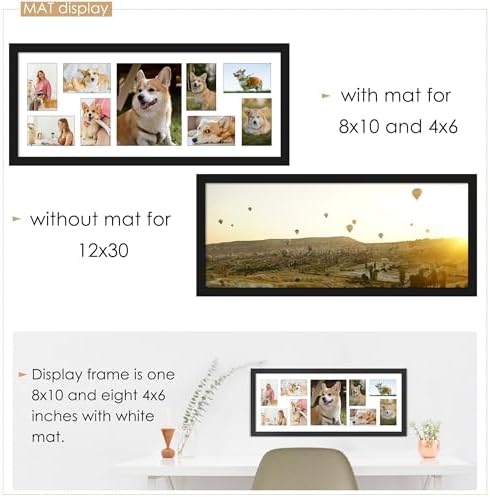 DUENPY 12x30 Collage Frame For 1 8x10 8 4x6 Photos Black - Image 2