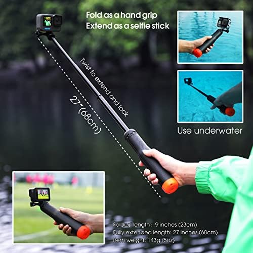SOONSUN 4-in-1 Floating Selfie Stick Tripod for GoPro Hero 13 12 11 10 9 8 - Image 5