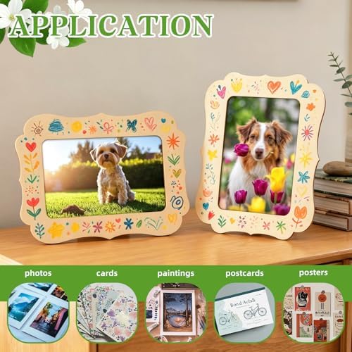 VOKOY 40 Pack Wooden Picture Frames for Crafts, 4" x 6" Photos DIY Wood Frames for Crafting,Unfinished Standing Photo Frames DIY Craft Wood Decorate for Birthday Party Gifts,Vintage Shape - Image 4