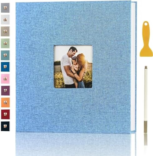 Photo Album Self Adhesive Pages Scrapbook, 11x10.6 LightBlue 40 Pages by Aenbuslm