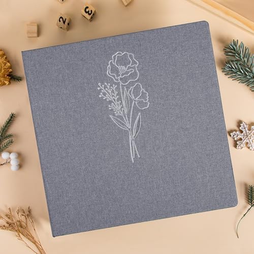 Lanpn 10x10 inch Scrapbook Photo Album, Linen Cover Archival Acid Free Top Load 3 Ring Folder Binder Photo Book 10 x 10 with 30 Plastic Sleeves 60 Pages (Grey) - Image 6