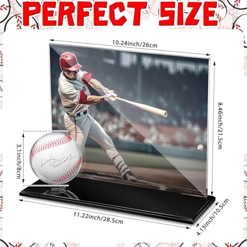DoubleFill Acrylic Display Case Ball Cards,Black,Extra Large,Baseball - Image 2