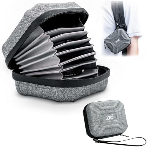 JJC 10 Pockets Hard Shell Lens Filter Bag Up to 95mm, Water Resistant & Dustproof, Camera Filter Pouch Carrying Case for Photography Round Filter with Microfiber Cleaning Cloth by JJC