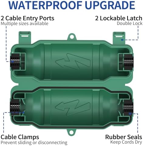 6 Pack Outdoor Extension Cord Safety Cover, Waterproof, Green - Image 4