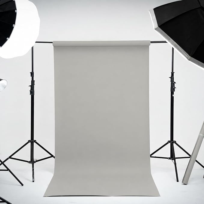 Kate Seamless Paper Backdrop for Photography Light Gray Photo Backdrop Paper (53''x16.4' Pursuit Grey) - Image 2