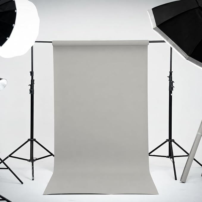 Kate Seamless Paper Backdrop for Photography Light Gray Photo Backdrop Paper (106.8''x32.8' Pursuit Grey) - Image 2