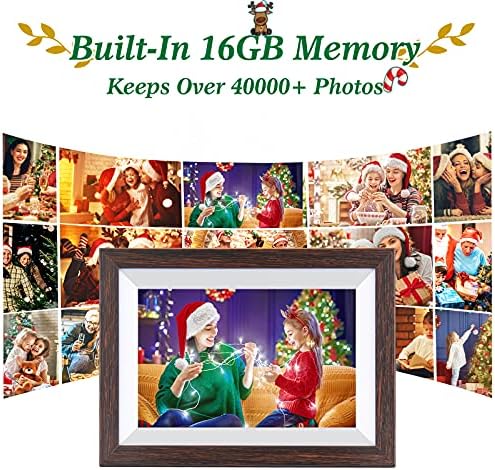 Frameo 10.1 Inch WiFi Digital Picture Frame with Frameo App, IPS Touch Screen HD Electronic Digital Photo Frame, Share Photos & Videos Instantly, Auto-Rotate Digital Picture Frame, Brown Wood - Image 4
