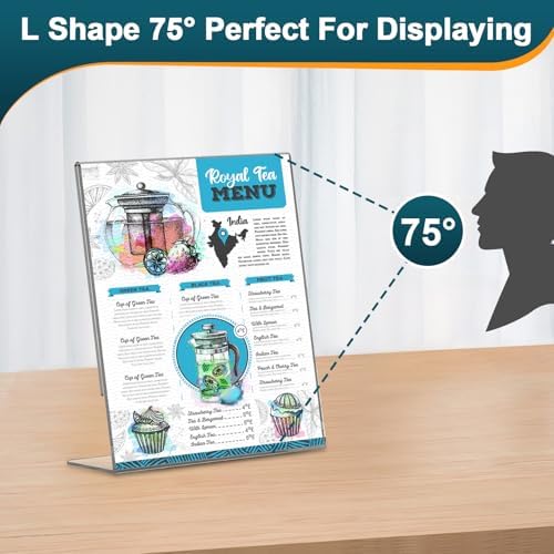 Acrylic Sign Holder 5x7 Inches, 16 Pack Clear Plastic Table Paper Display Stand, L-Shape Vertical Menu Holder Stand, Clear Picture Photo Flyer Display Stand for Restaurants, Store Show, Office Desktop - Image 4