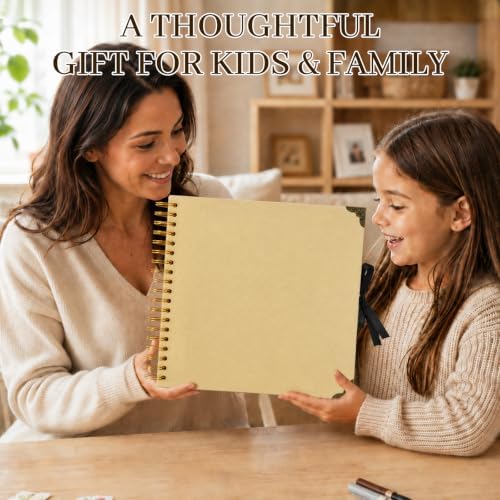 Scrapbook Photo Album 12"x12" 50-Sheet 100 Pages Kraft Paper Ribbon Closure - Image 6