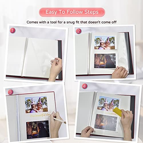 Popotop Large Photo Album Self Adhesive 4x6 5x7 8x10 Scrapbook Album DIY Picture Book,Gifts for Mom,Family Baby and Wedding,with Metal Pen and Plastic Board - Image 4
