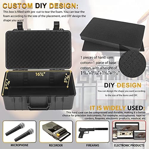 Protective Hard Case Shockproof Water-resistant with Customized DIY Foam fit for Camera, etc,17.3 X 11 X 6.2-Inch - Image 4