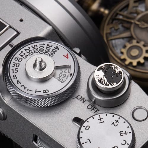 Wave Art Metal Hot Shoe Cover Shutter Button for Fuji X100VI Camera - Image 3