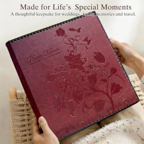 Wine Red Large Self-Adhesive Photo Album, PU Leather Cover - Image 7