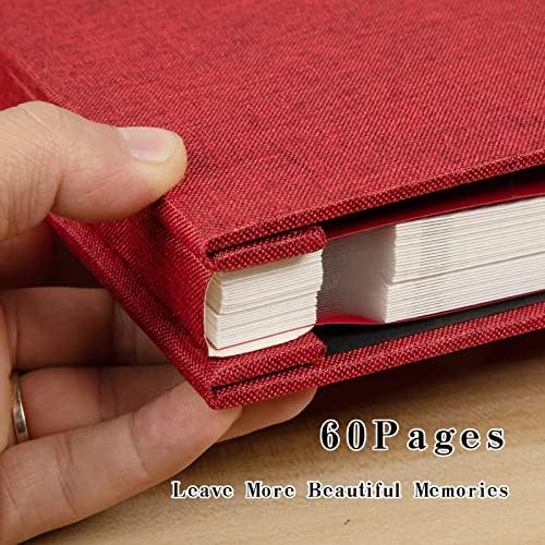 Spbapr Large Photo Album Self Adhesive Linen Cover Magnetic Scrapbook Album DIY Scrap Book 60 Black Sticky Pages for 3x5 4x6 5x7 8x10 Pictures with A Metal Pen - Image 3