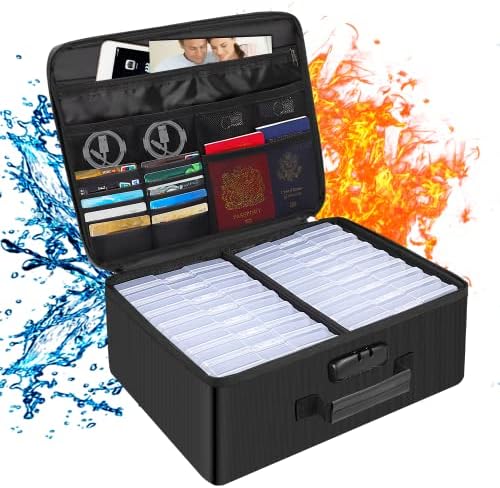 Photo Storage Box with Lock,DocSafe Fireproof Photo Organizer Box with 16 Inner 4" x 6" Photo Case(Clear),Collapsible Portable Photo Filing Safe Storage with Water-Resistant Zipper for Photos,Picture by DocSafe