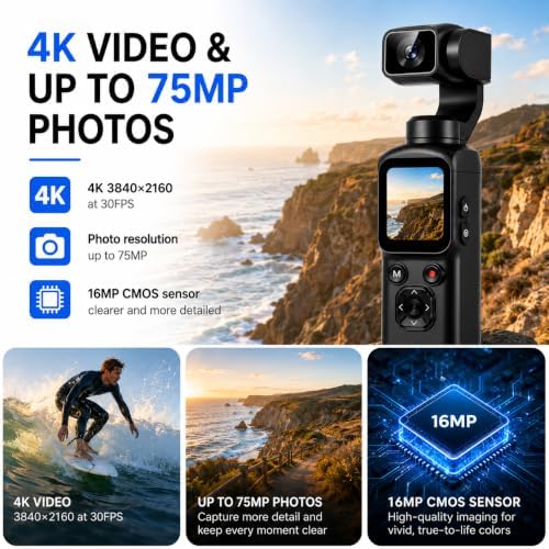 4K Pocket Gimbal Camera with Autofocus and Face Tracking - Image 2