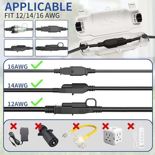 3 Pack Outdoor Extension Cord Safety Cover, Waterproof, White - Image 3