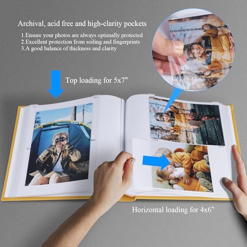 1DOT2 Photo Album with Writing Space,100 Pages,Linen Cover,IndianYellow - Image 2